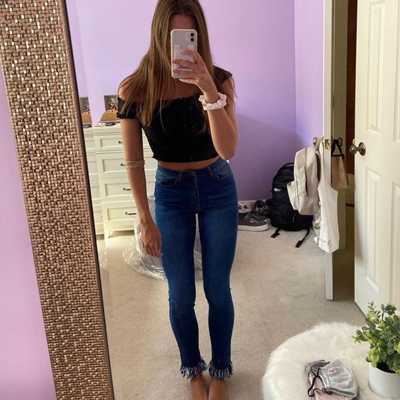 Denim - Jeans with fringe on bottom!